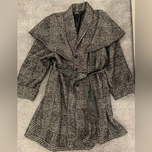 Kooples coat, with partial leather tie waist